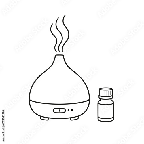 Essential Oil Diffuser Aromatherapy Line Art Vector