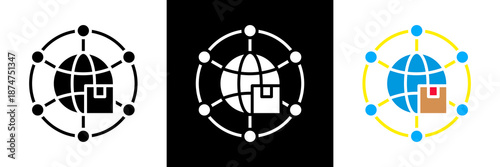 Distribution Network Icon Set Glyph vector Illustration 