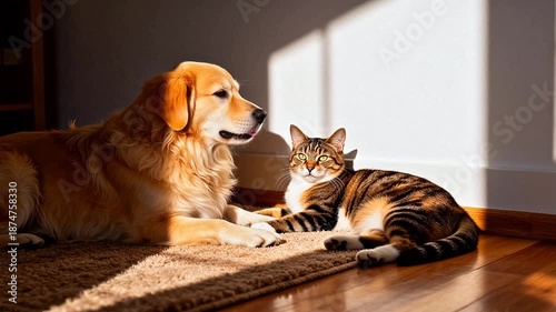 Wallpaper Mural Dog and cat resting in sunlight Torontodigital.ca