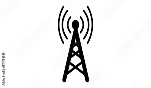 Wireless network signal tower icon vector illustration isolated on white background