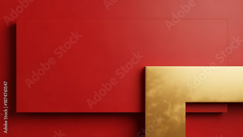 Gold metallic letter l on red background with shadow