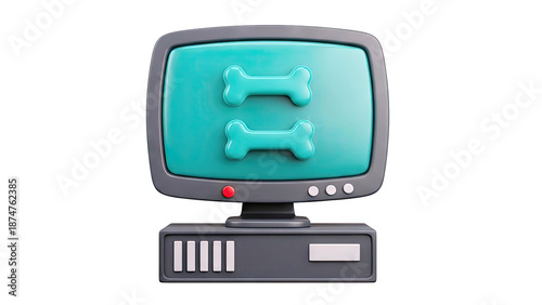 Retro Computer with Bone Icons
