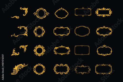 Luxury Polished Royal Gold Ornament Frame Pack with Baroque Rococo Scrollwork