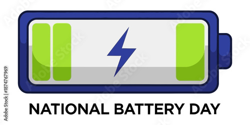 National Battery Day Celebration, Battery Icon, Charging Power Icon