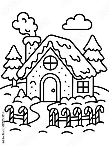 Gingerbread House in Winter Wonderland: An enchanting gingerbread house, nestled amidst a snowy landscape, invites you into a world of festive cheer and wintery charm.