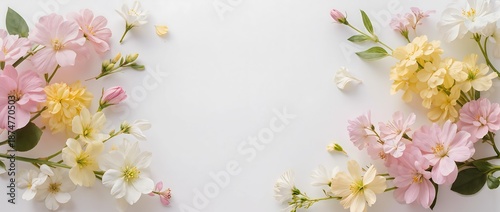 春の花々が縁取る柔らかな季節の背景