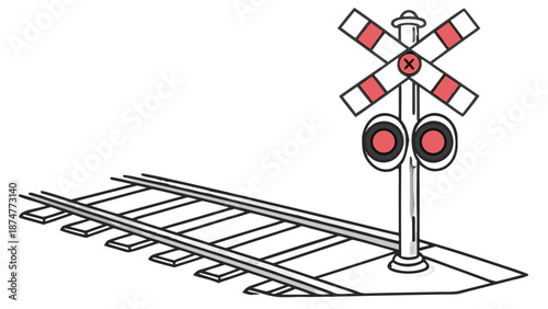 Railway Traffic Signal Light Icon for Train Transportation and Logistics Management