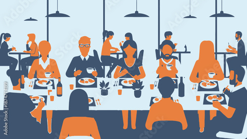 People dining together in a modern restaurant setting