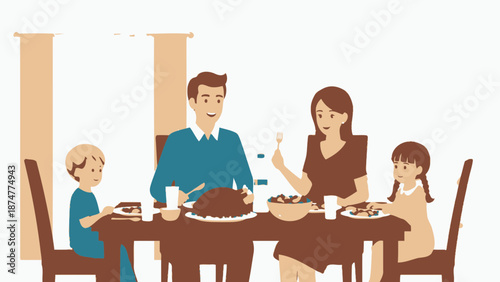 Happy family enjoying a meal together at the dinner table