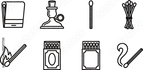 Set of various smoking related objects and items for cigarettes and hookah  illustration