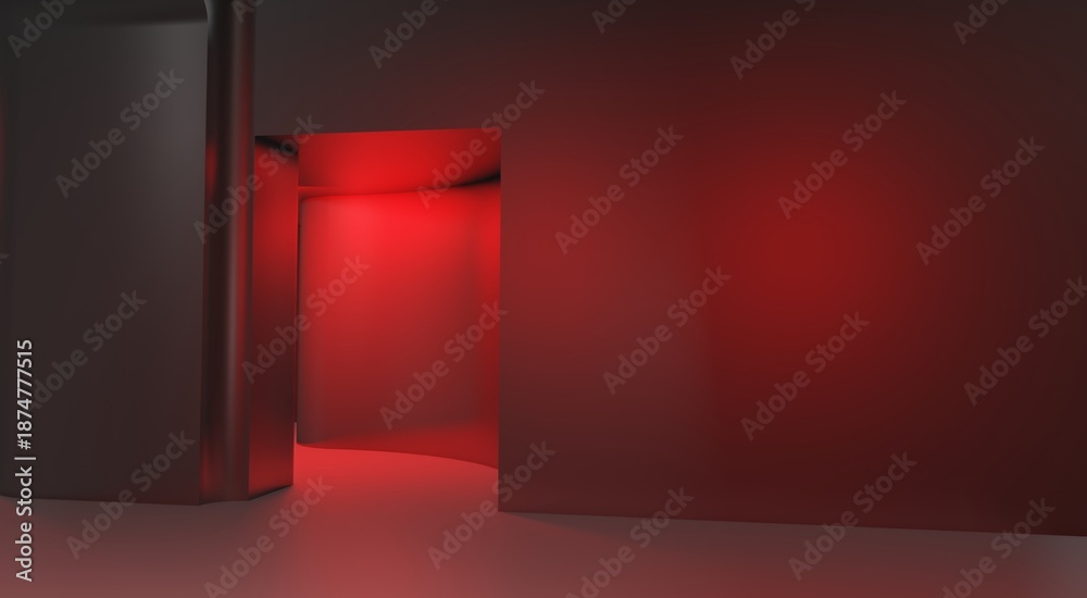 Fototapeta premium industrial empty room liminal space 3d render backroom
