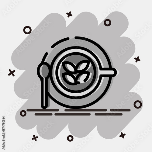 Icon latte. Coffee shop elements. Icon in comic style.