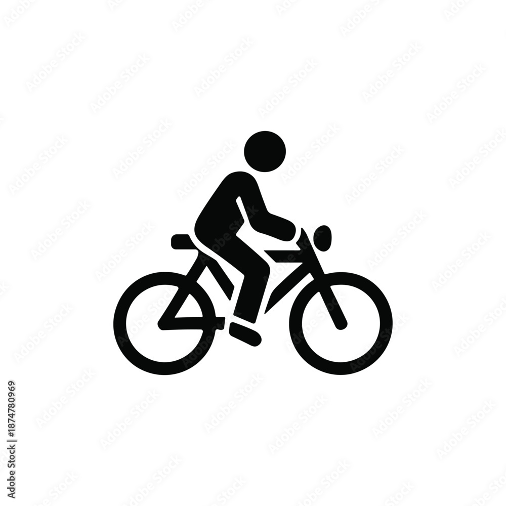Obraz premium Bicycle rider icon. Cycling sport symbol. Outdoor transportation vector illustration. Fitness activity concept. Healthy lifestyle graphic. Modern bicycle rider icon vector design 