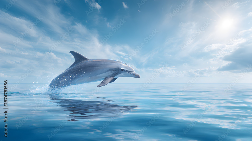 Fototapeta premium Dolphin Jumping Above the Ocean