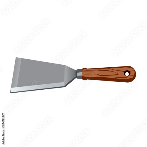 Putty Knife in Flat Style for Surface Repair Work