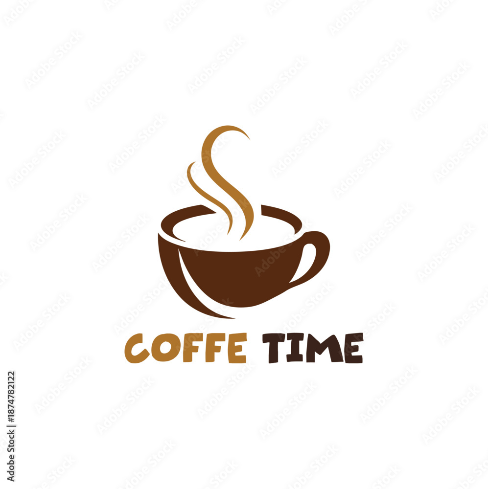 Obraz premium Coffee Time Cafe Logo. Coffee shop logo vector design featuring hot beverage cup illustration and modern cafe branding graphics.