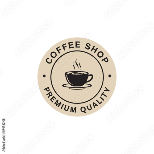 Coffee shop badge logo vintage cafe premium quality emblem