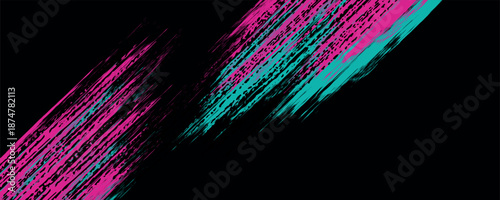 Car sticker wrap banner abstract sporty lines pink blue greenish grunge color combination brush storm thunder modern pattern racing motorsport. eps10.