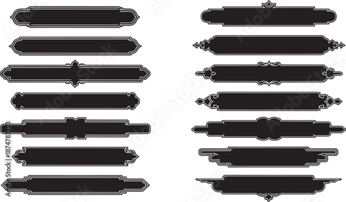 Ornamental Islamic Title Plate and Banner Silhouette Set with Intricate Arabic Borders for Ramadan Kareem and Eid Mubarak Decorations