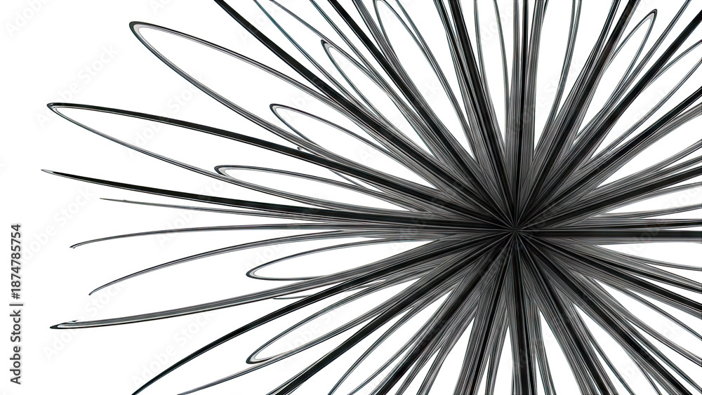 Obraz premium Abstract Black Starburst with Curved Spokes