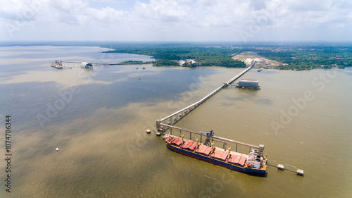 Canvastavla Panoramic aerial view of soybean ports in Barcarena, Amazon, Brazil