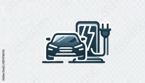 Electric Car Charging Station Illustration.