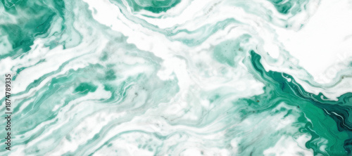 mesmerizing abstract artwork featuring swirling patterns of green and white hues.
