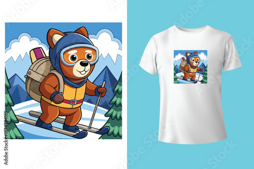 t shirt design my skis are calling and i must go with snow goggles and ski board vintage illustration