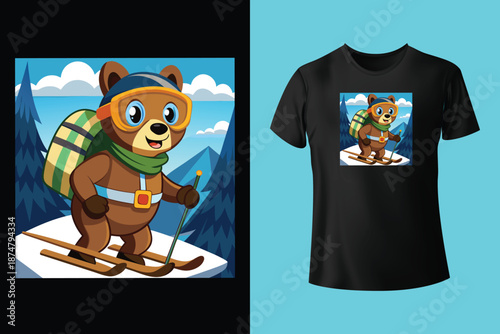 t shirt design my skis are calling and i must go with snow goggles and ski board vintage illustration