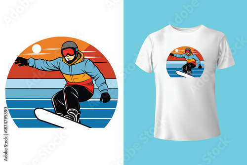 t shirt design my skis are calling and i must go with snow goggles and ski board vintage illustration