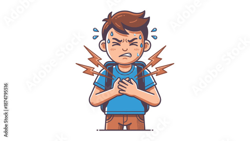 Young boy experiencing chest pain and discomfort.