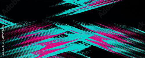 Car sticker wrap banner abstract sporty lines pink blue greenish grunge color combination brush storm thunder modern,