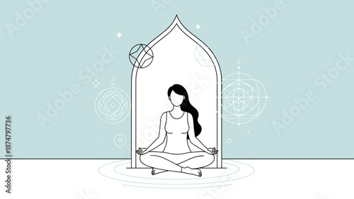 woman meditating in lotus position mindfulness concept.