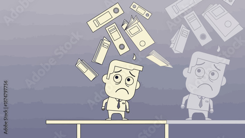 Money Falling from Sky Financial Crisis Cartoon Characters.