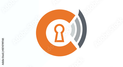 Abstract logo design featuring a keyhole and wireless signal elements.