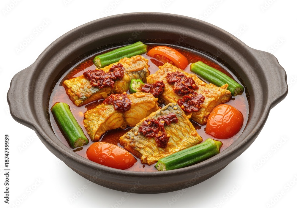 Fototapeta premium asam pedas claypot filled with spicy sour