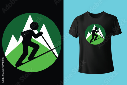 Ski school. Vector ski club retro badge. Concept for shirt, print, seal or stamp with ski boot. Family vacation, activity or travel. For logo design, patches