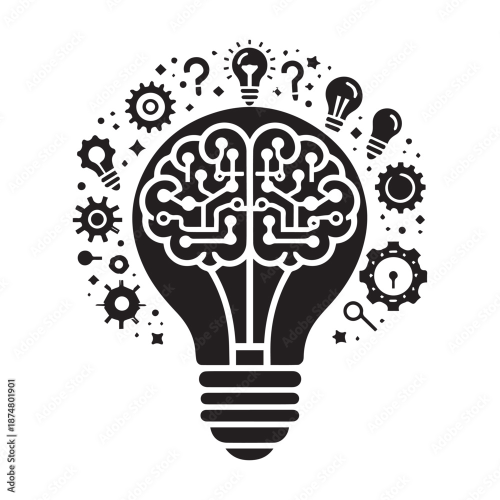 Fototapeta premium Smart Idea Concept with Brain Inside Light Bulb Symbol