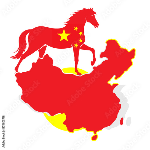horse and abstract flag col...