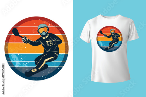 Extreme winter sport. Vector ski club retro badge. Concept for shirt, print, seal or stamp with mountain, ski, ski glasses. Family vacation, activity or travel. For logo design, patches