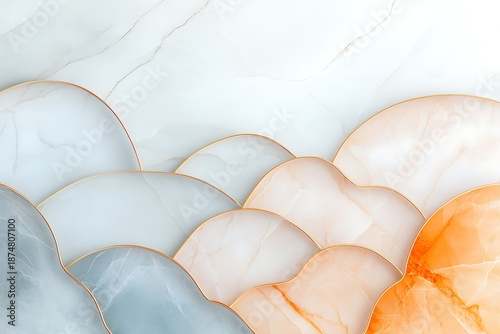 Elegant Marble Background with Soft Waves and Subtle Gold Accents for Design Projects