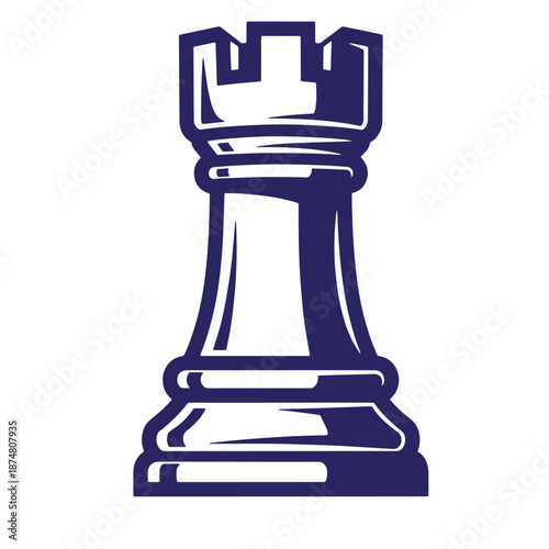 blue chess rook piece icon isolated on transparent background for strategy and game concepts