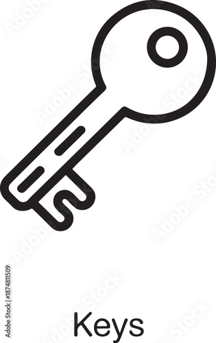 Simple Black Line Art Key Icon