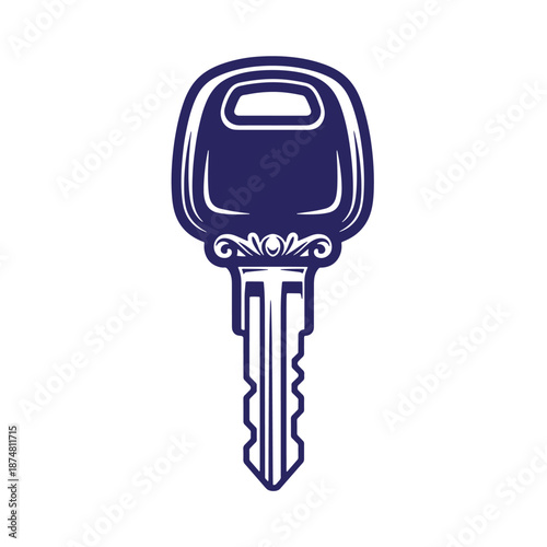 car key with decorative elements isolated on transparent background