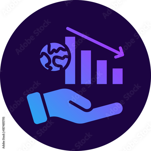 Global recession icon for gross domestic product (GDP), business, website, application, printing, document, poster design, etc