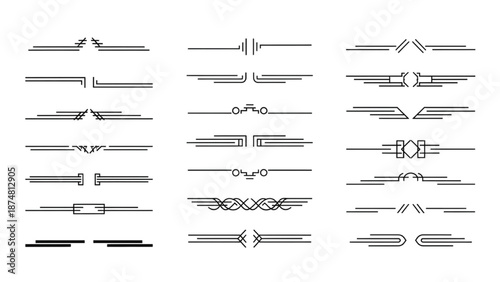 Collection of diverse decorative ornamental dividers and lines for graphic design projects