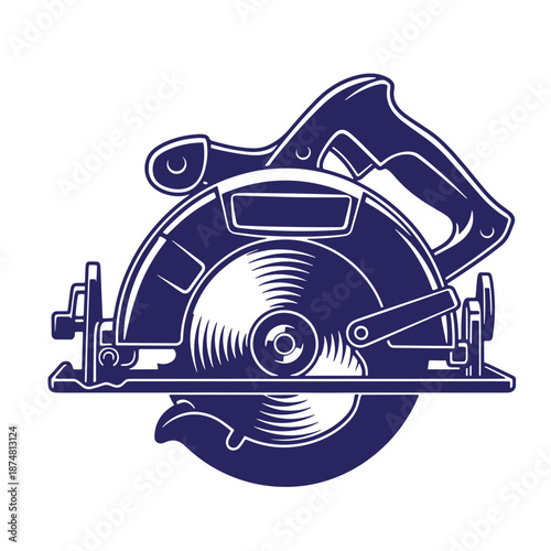 Circular saw illustration isolated on transparent background for industrial and construction projects