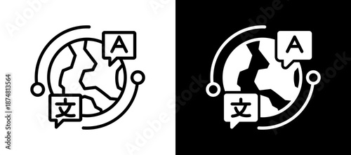 Language whiteblack icon