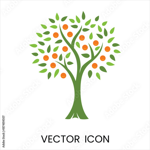 Orange tree with ripe fruit icon, symbolizing abundance