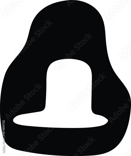 Abstract organic blob silhouette with negative space cut-out, minimalist modern vector graphic design element ideal for transparent background projects